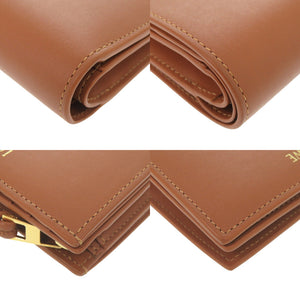新品同様 ロエベ デイジー ノット コンパクトウォレット レザー ブラウン 二つ折り財布 茶 0278【中古】LOEWE