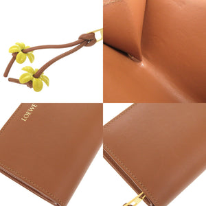 新品同様 ロエベ デイジー ノット コンパクトウォレット レザー ブラウン 二つ折り財布 茶 0278【中古】LOEWE