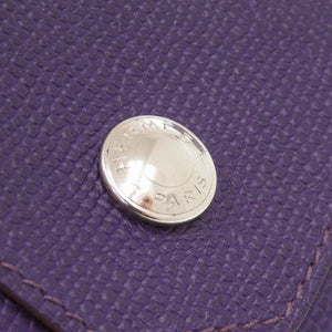 美品 エルメス ルヴァンキャトル ヴォーエプソン バイオレット シルバー金具 □O刻印(2011年製) コインケース 財布 0285【中古】HERMES