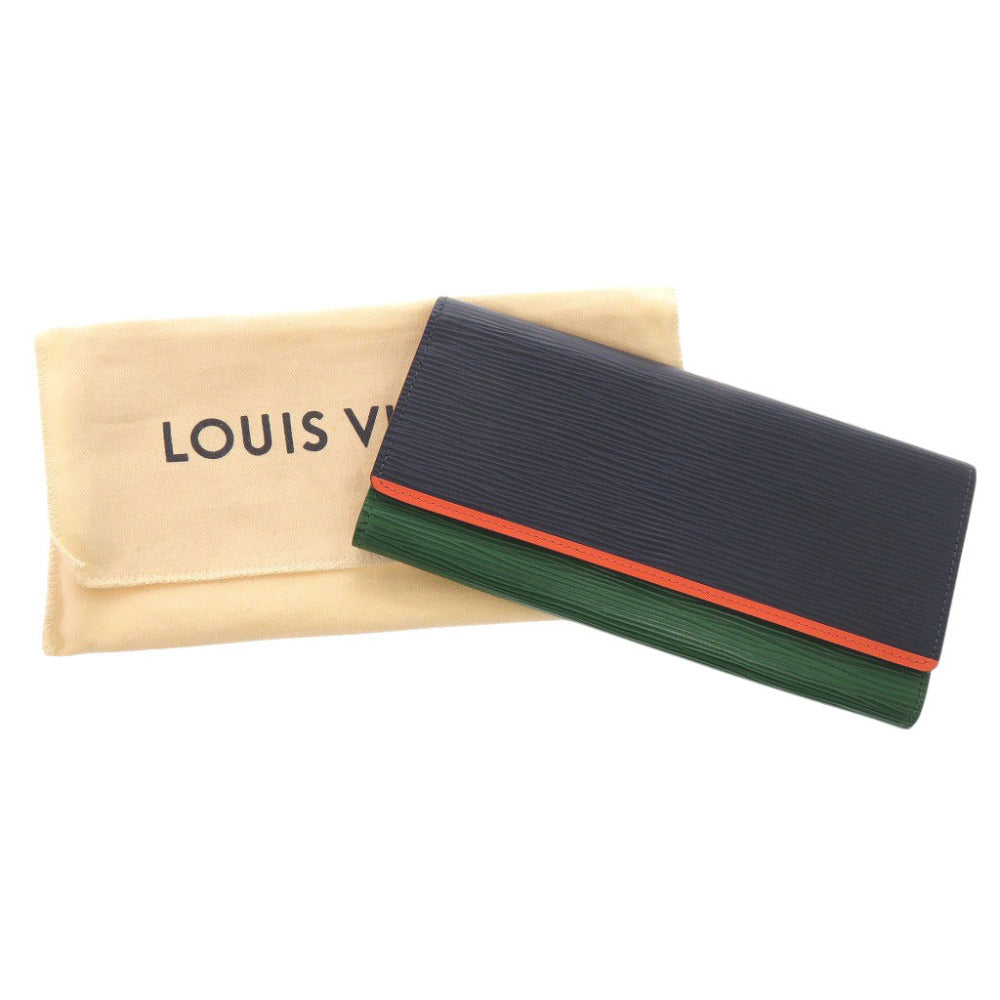 新品同様 ルイ ヴィトン ポルトフォイユ フロール エピ M60363 ネイビー グリーン オレンジ 長財布 LV 0293【中古】LOUIS VUITTON