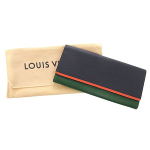 新品同様 ルイ ヴィトン ポルトフォイユ フロール エピ M60363 ネイビー グリーン オレンジ 長財布 LV 0293【中古】LOUIS VUITTON