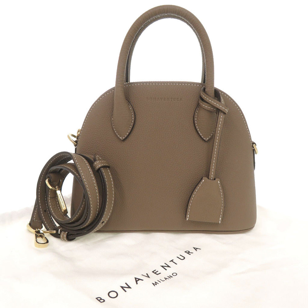 美品 ボナベンチュラ エマバッグ 22 シュリンクレザー BBGT1-ET エトープ 2WAY ハンドバッグ ショルダーバッグ 0309【中古】BONAVENTURA