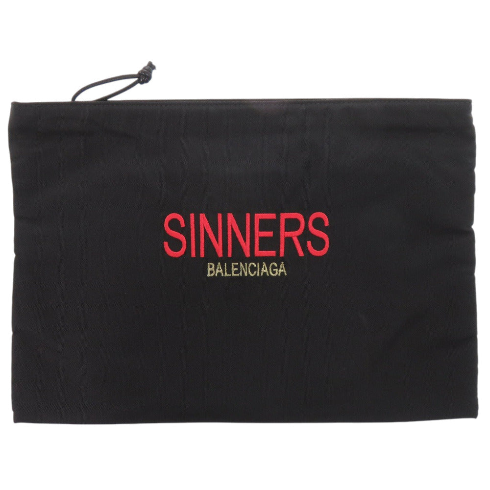 バレンシアガ ロゴ ナイロン ブラック ポーチ クラッチバッグ 黒 0358【中古】BALENCIAGA メンズ