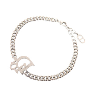 美品 ディオール ロゴ ブレスレット メタル ブルー シルバー 0363【中古】Dior