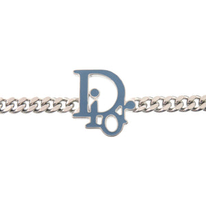 美品 ディオール ロゴ ブレスレット メタル ブルー シルバー 0363【中古】Dior