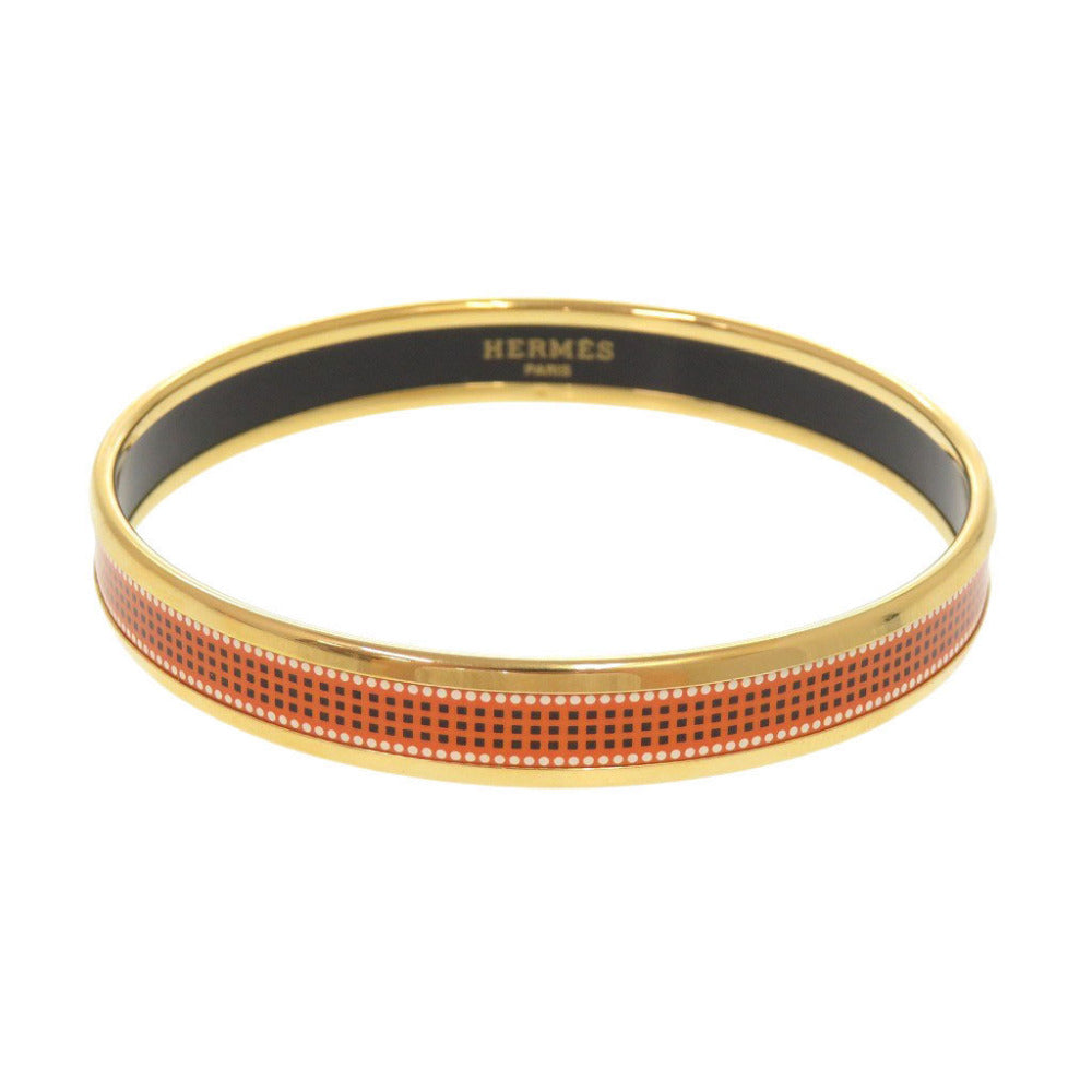 新品同様 エルメス エマイユPM メタル ゴールド オレンジ バングル ブレスレット 0364【中古】HERMES