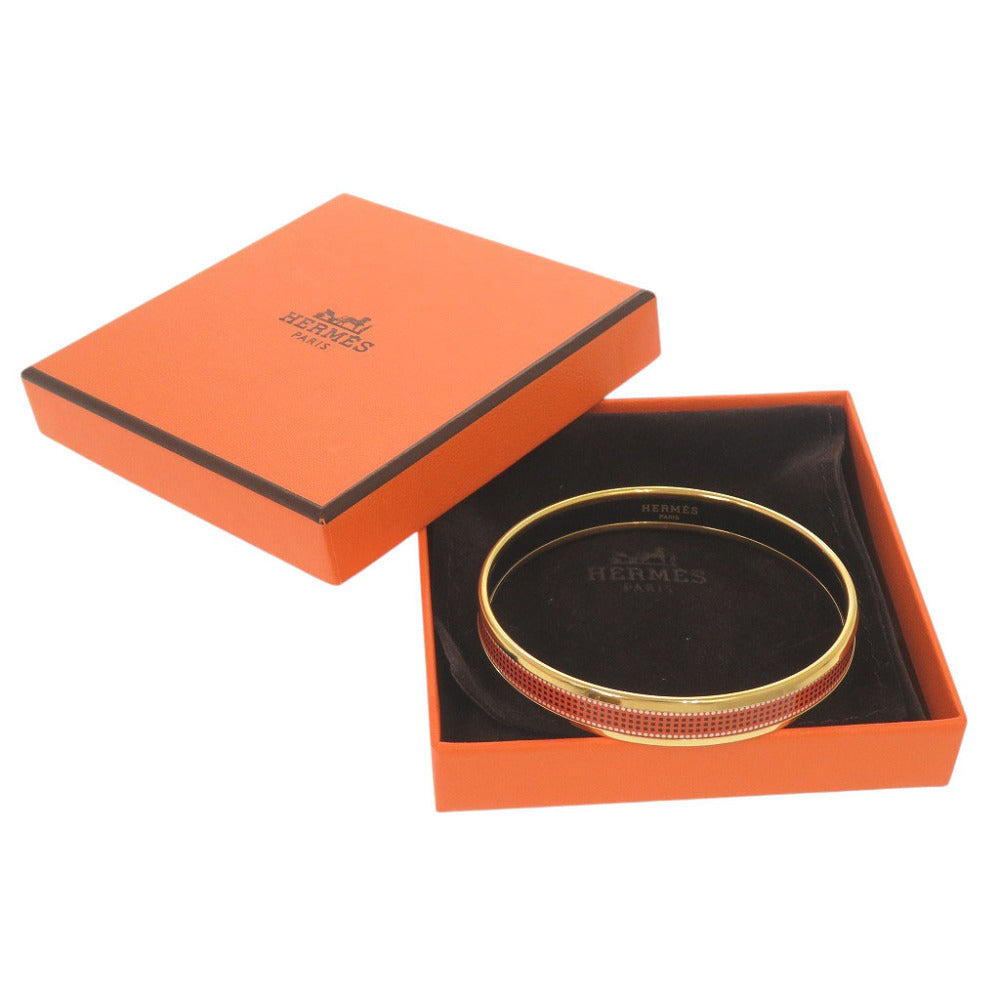 新品同様 エルメス エマイユPM メタル ゴールド オレンジ バングル ブレスレット 0364【中古】HERMES