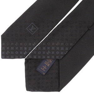 美品 ルイ ヴィトン モノグラム グラディエント M78764 シルク ブラック ネクタイ 黒 LV 0366【中古】LOUIS VUITTON メンズ