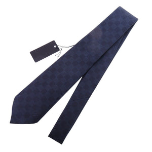 未使用 ルイ ヴィトン クラヴァット ダミエ クラシック 8CM M78753 シルク ネイビー ネクタイ 紺 LV 0367【中古】LOUIS VUITTON メンズ