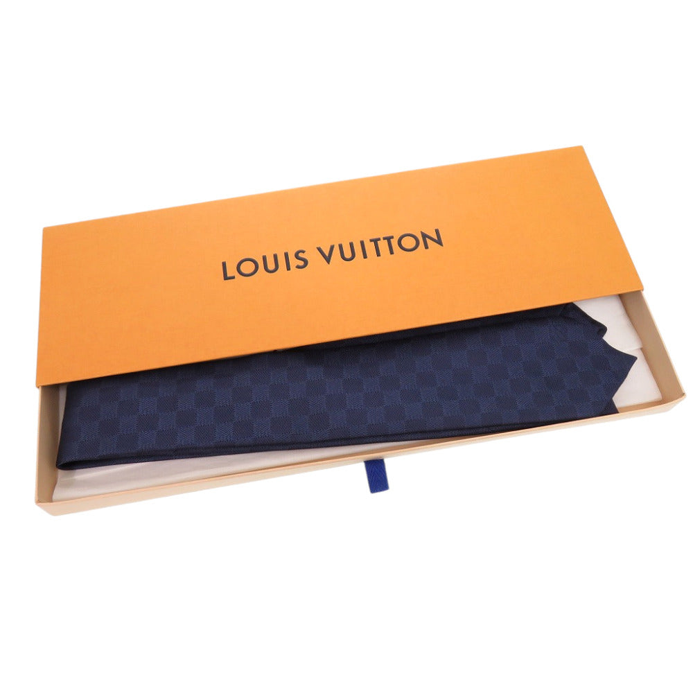 未使用 ルイ ヴィトン クラヴァット ダミエ クラシック 8CM M78753 シルク ネイビー ネクタイ 紺 LV 0367【中古】LOUIS VUITTON メンズ