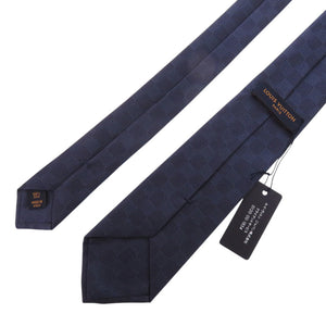 未使用 ルイ ヴィトン クラヴァット ダミエ クラシック 8CM M78753 シルク ネイビー ネクタイ 紺 LV 0367【中古】LOUIS VUITTON メンズ