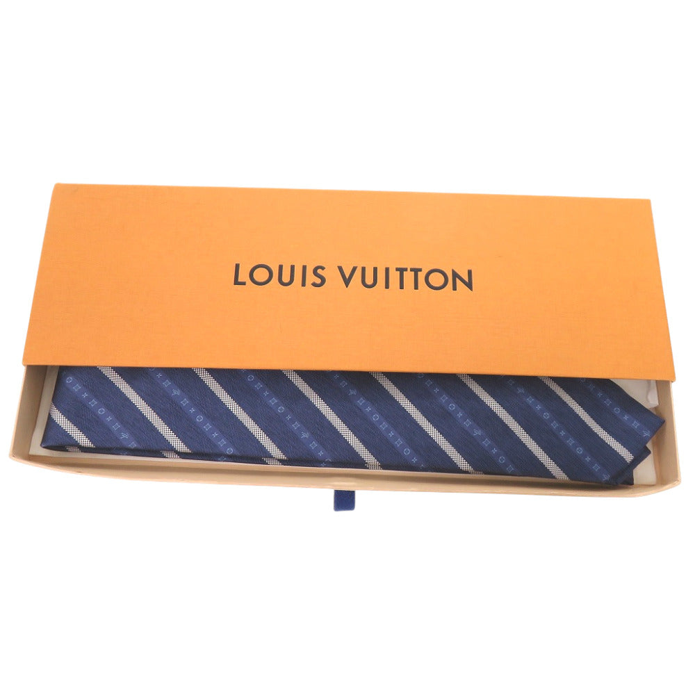 未使用 ルイ ヴィトン クラヴァット ファンシーストライプス 8CM M73196 シルク ブルー ネクタイ 青 LV 0369【中古】LOUIS VUITTON メンズ
