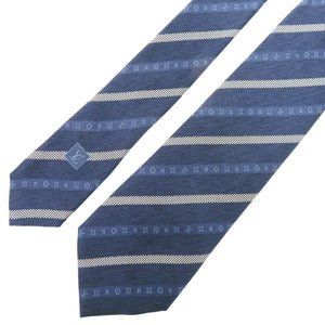 未使用 ルイ ヴィトン クラヴァット ファンシーストライプス 8CM M73196 シルク ブルー ネクタイ 青 LV 0369【中古】LOUIS VUITTON メンズ