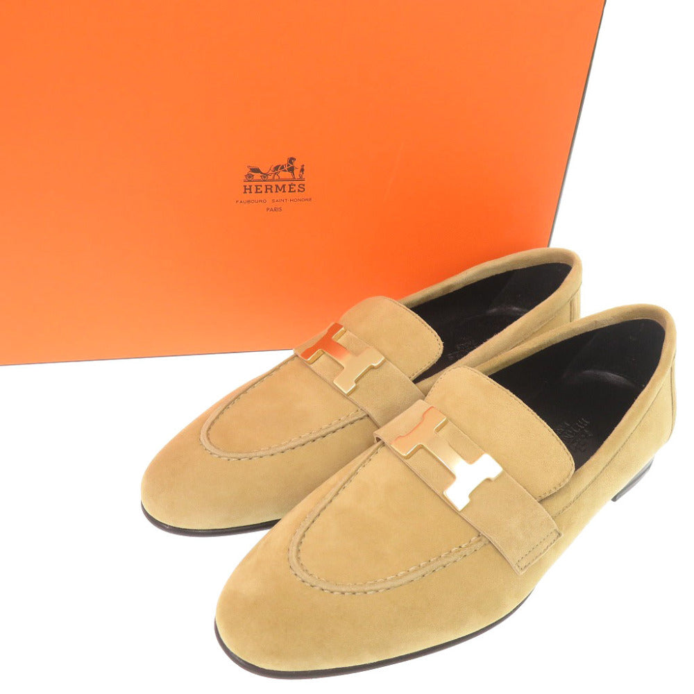 未使用 エルメス モカシン パリ コンスタンス サイズ36 1/2(23.5cm) スエード ベージュ系 ローファー 0370【中古】HERMES