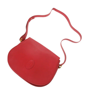 美品 カルティエ マスト ドゥ カルティエ レザー レッド ショルダーバッグ 赤 0373【中古】CARTIER