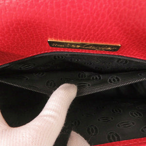 美品 カルティエ マスト ドゥ カルティエ レザー レッド ショルダーバッグ 赤 0373【中古】CARTIER