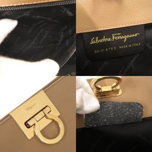 美品 サルヴァトーレフェラガモ ガンチーニ レザー ベージュ チェーンショルダー ショルダーバッグ 0375【中古】Salvatore Ferragamo