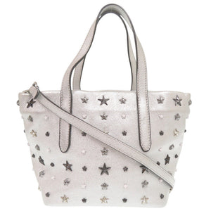 美品 ジミーチュウ MINISARA ミニサラ スタースタッズ レザー シルバー 2WAY ハンドバッグ ショルダーバッグ 0376【中古】JIMMY CHOO