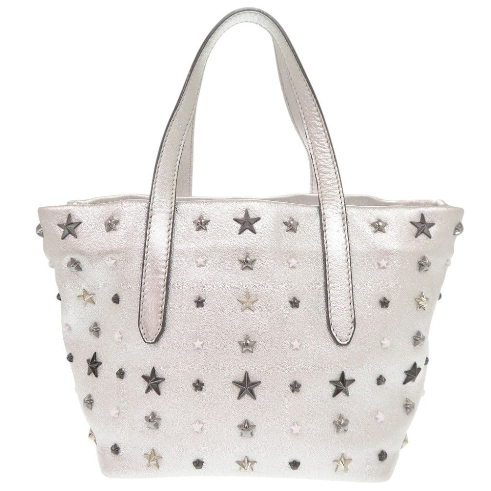 美品 ジミーチュウ MINISARA ミニサラ スタースタッズ レザー シルバー 2WAY ハンドバッグ ショルダーバッグ 0376【中古】JIMMY CHOO