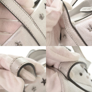 美品 ジミーチュウ MINISARA ミニサラ スタースタッズ レザー シルバー 2WAY ハンドバッグ ショルダーバッグ 0376【中古】JIMMY CHOO