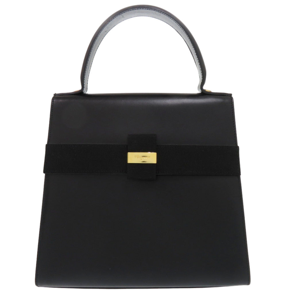 美品 サルヴァトーレフェラガモ ワンハンドル ヴァラリボン L21 5301 レザー ブラック ハンドバッグ 黒 0379【中古】Salvatore Ferragamo