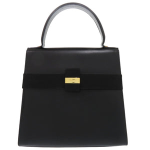 美品 サルヴァトーレフェラガモ ワンハンドル ヴァラリボン L21 5301 レザー ブラック ハンドバッグ 黒 0379【中古】Salvatore Ferragamo