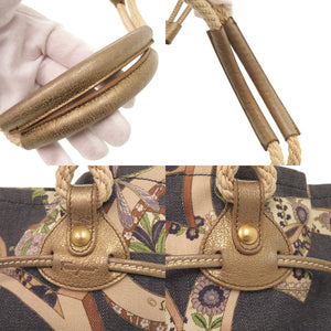 サルヴァトーレフェラガモ ガンチーニ 花柄 トンボ キャンバス マルチカラー トートバッグ 0383【中古】Salvatore Ferragamo