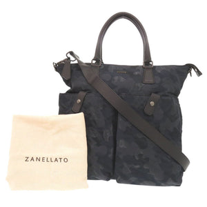 美品 ザネラート カモフラージュ柄 ナイロン ネイビー 2WAY トートバッグ ショルダーバッグ 0386【中古】ZANELLATO