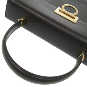 美品 サルヴァトーレフェラガモ ガンチーニ AF-21 0290 2WAY レザー ブラック ハンドバッグ 黒 0387【中古】Salvatore Ferragamo