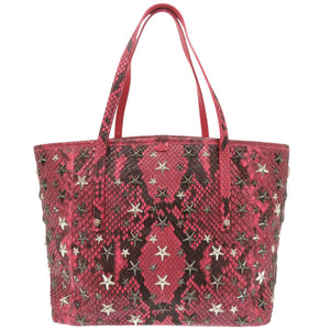 ジミーチュウ SASHA サシャ スタースタッズ 型押しレザー ピンク トートバッグ 0402【中古】JIMMY CHOO