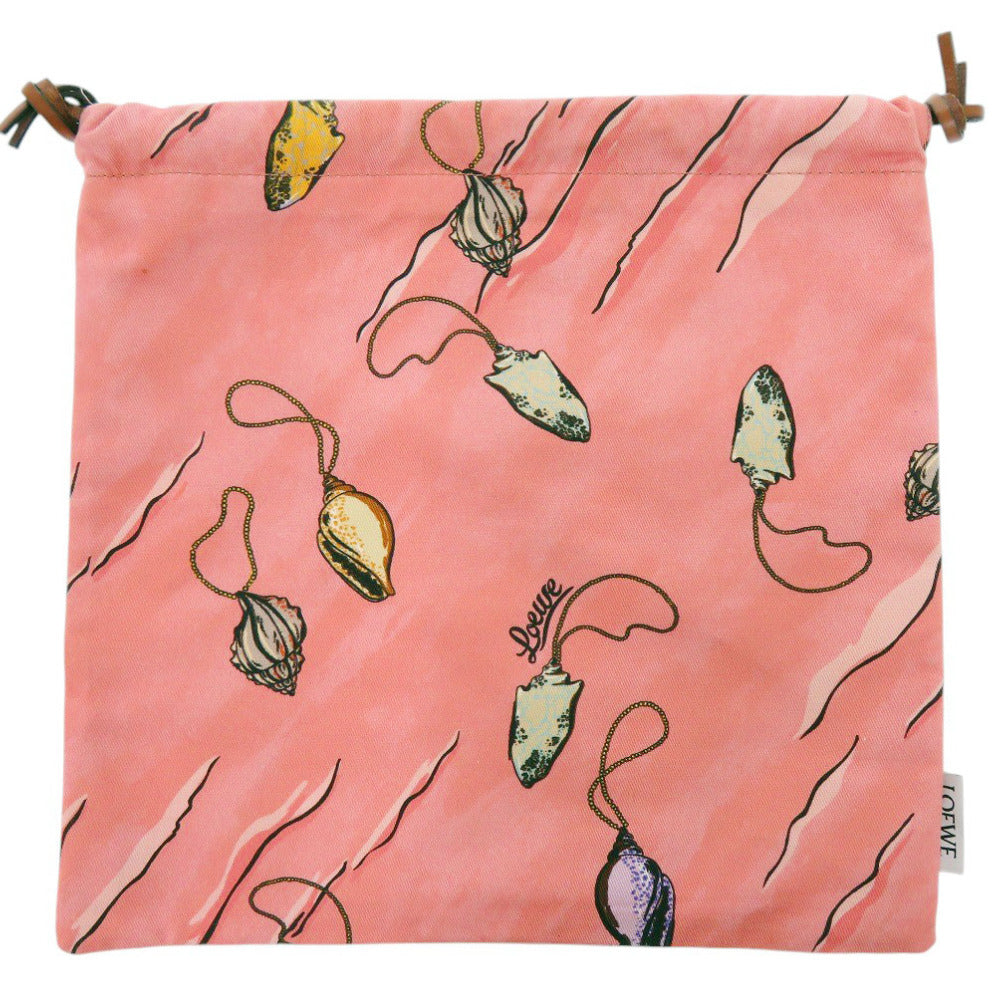 美品 ロエベ パウラズイビザ コットン ピンク ドローストリングポーチ 0410【中古】LOEWE