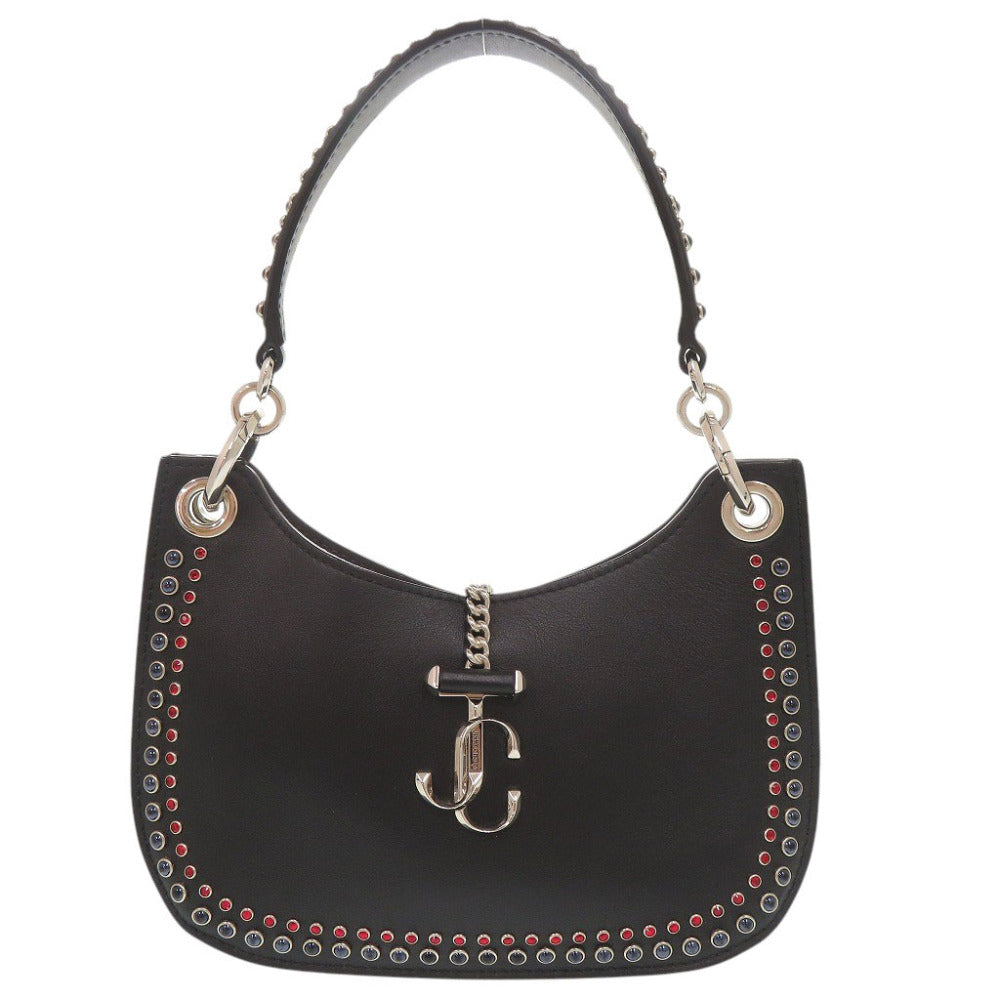 美品 ジミーチュウ VARENNE HOBO ヴァレンヌ ホーボー レザー ブラック ワンショルダー ショルダーバッグ 黒 0413【中古】JIMMY CHOO