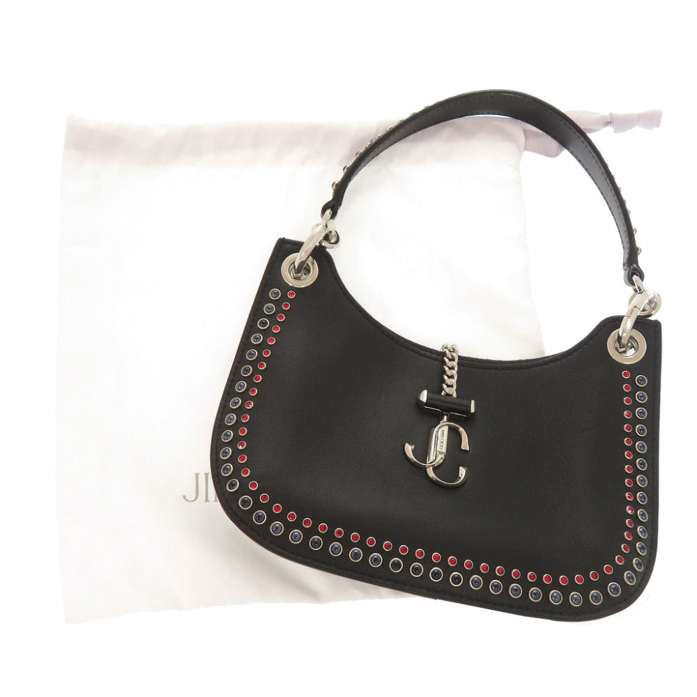 美品 ジミーチュウ VARENNE HOBO ヴァレンヌ ホーボー レザー ブラック ワンショルダー ショルダーバッグ 黒 0413【中古】JIMMY CHOO