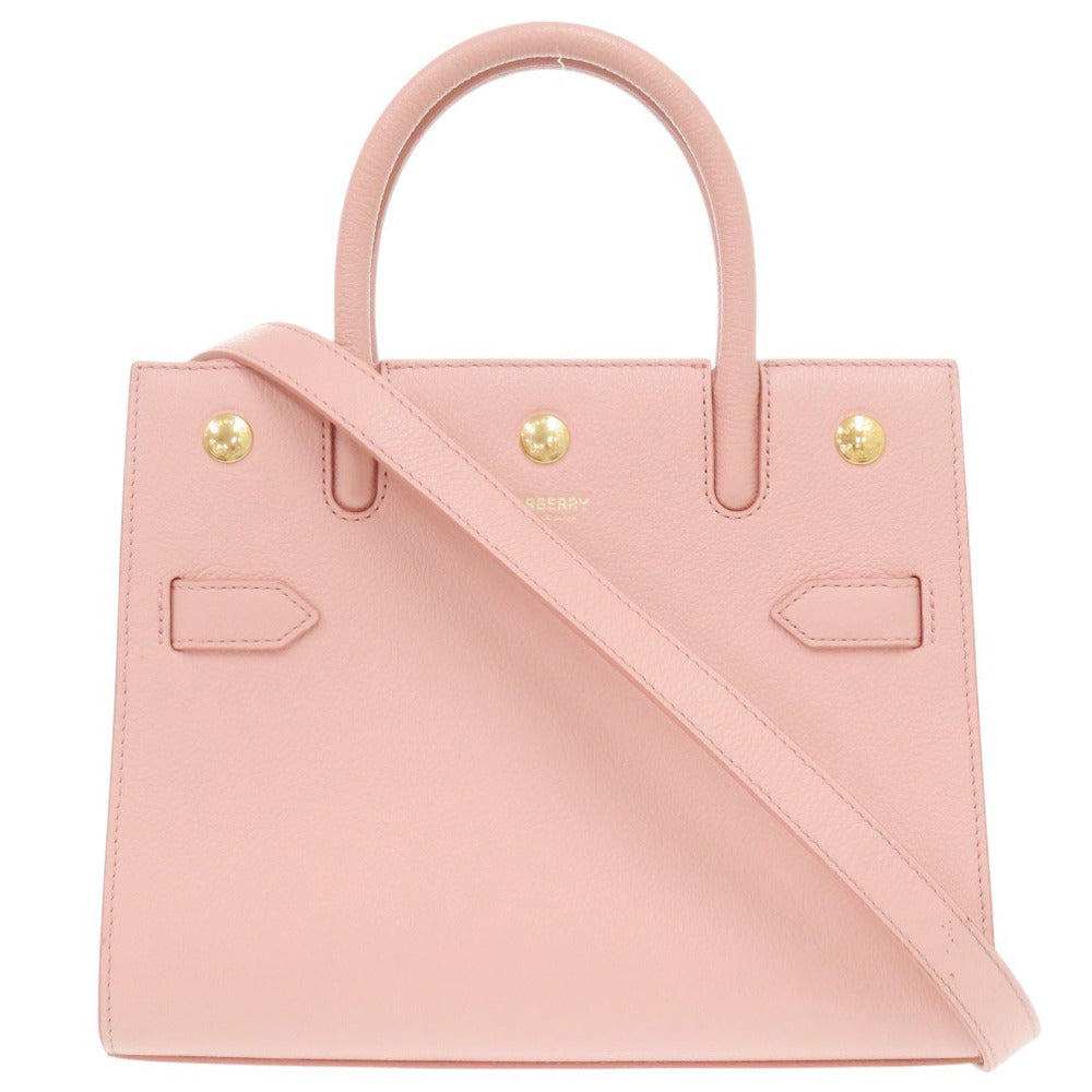 美品 バーバリー タイトルバッグ 2WAY レザー ピンク ハンドバッグ 0416【中古】BURBERRY