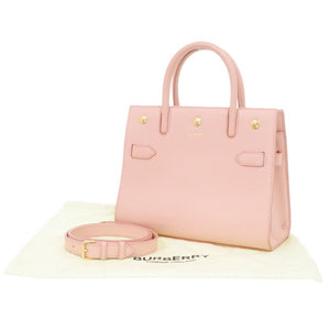 美品 バーバリー タイトルバッグ 2WAY レザー ピンク ハンドバッグ 0416【中古】BURBERRY