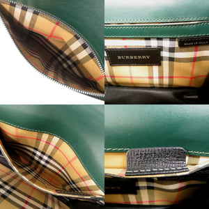 バーバリー ノバチェック CFPNBA1241 レザー グリーン ブラック ショルダーバッグ 緑 黒 0422【中古】BURBERRY