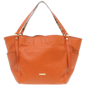 美品 バーバリー スモール カンタベリー ノバチェック レザー オレンジ トートバッグ 0477【中古】BURBERRY