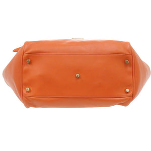 美品 バーバリー スモール カンタベリー ノバチェック レザー オレンジ トートバッグ 0477【中古】BURBERRY