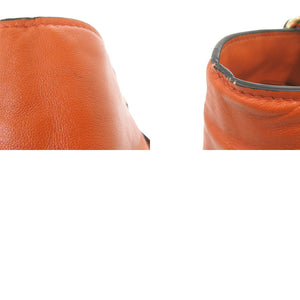 美品 バーバリー スモール カンタベリー ノバチェック レザー オレンジ トートバッグ 0477【中古】BURBERRY