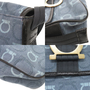 サルヴァトーレフェラガモ ガンチーニ キャンバス レザー ブルー ワンショルダー ショルダーバッグ 0479【中古】Salvatore Ferragamo
