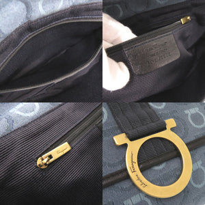 サルヴァトーレフェラガモ ガンチーニ キャンバス レザー ブルー ワンショルダー ショルダーバッグ 0479【中古】Salvatore Ferragamo