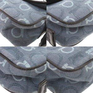 サルヴァトーレフェラガモ ガンチーニ キャンバス レザー ブルー ワンショルダー ショルダーバッグ 0479【中古】Salvatore Ferragamo
