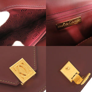 カルティエ マストライン レザー ボルドー ショルダーバッグ 0480【中古】CARTIER