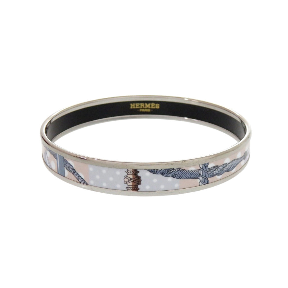 美品 エルメス エマイユPM メタル シルバー ブルー バングル 0489【中古】HERMES