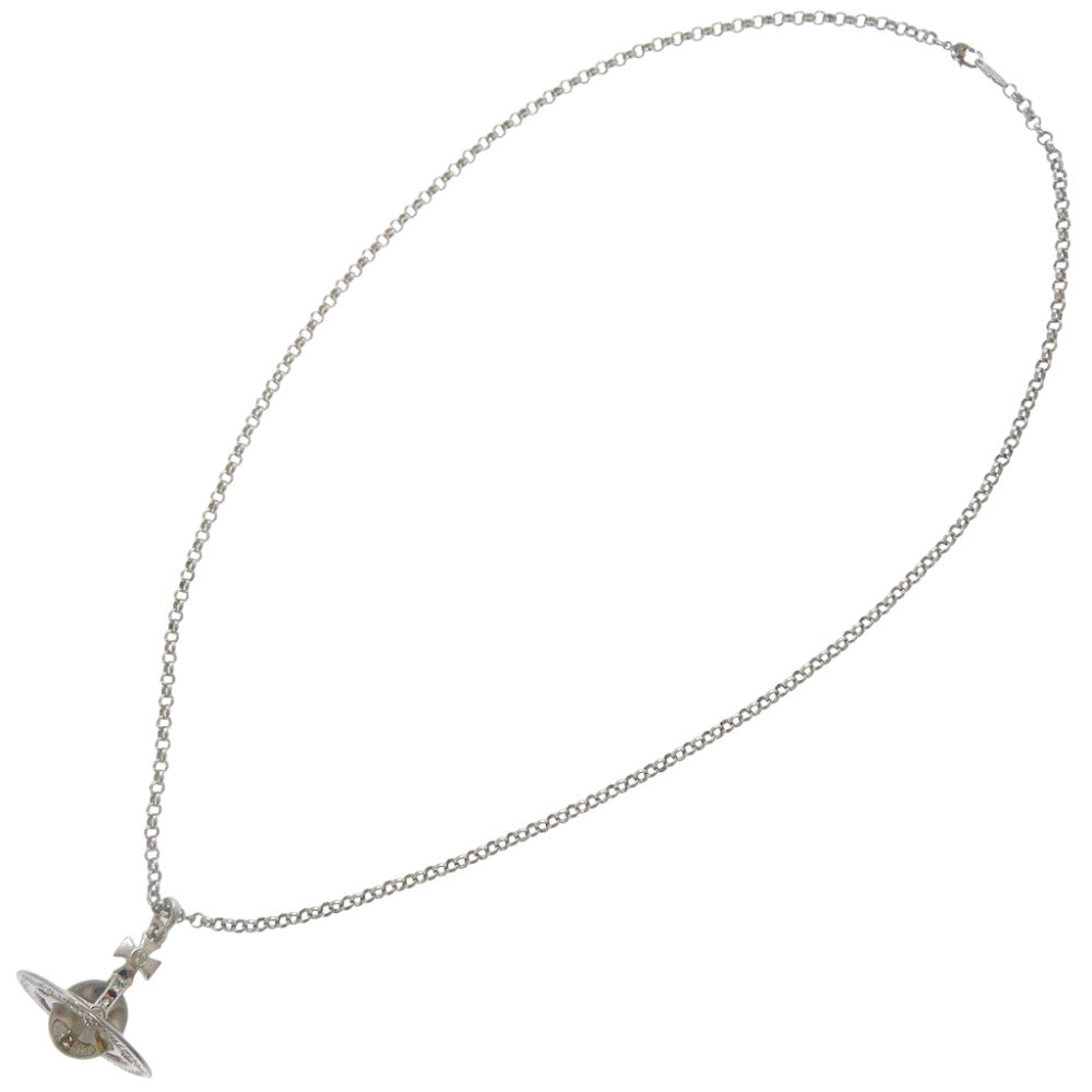 ヴィヴィアンウエストウッド NEW SMALL ORB ネックレス 真鍮 ラインストーン シルバー 0500【中古】Vivienne Westwood