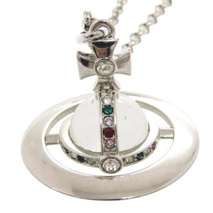 ヴィヴィアンウエストウッド NEW SMALL ORB ネックレス 真鍮 ラインストーン シルバー 0500【中古】Vivienne Westwood