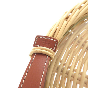 新品同様 エルメス オズレ ラウンドトレー スモール ガラス付き ラタン ヴォースイフト ブラウン 0501【中古】HERMES