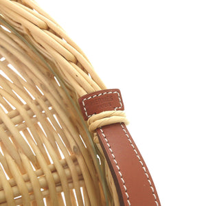 新品同様 エルメス オズレ ラウンドトレー スモール ガラス付き ラタン ヴォースイフト ブラウン 0501【中古】HERMES