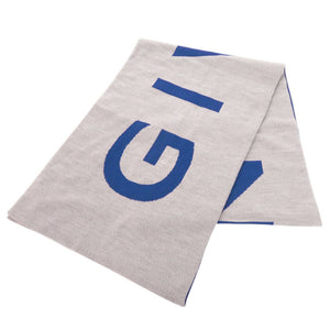 新品同様 ジバンシィ ロゴ ウール グレー ブルー マフラー 0509【中古】GIVENCHY