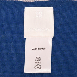 新品同様 ジバンシィ ロゴ ウール グレー ブルー マフラー 0509【中古】GIVENCHY